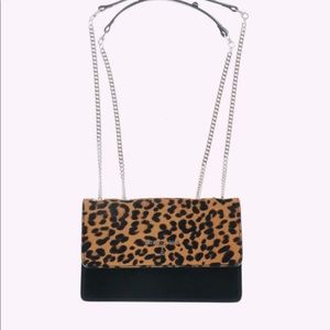Animal Printed Brown and Black Leather Shoulder Bag by Patrizia pepe